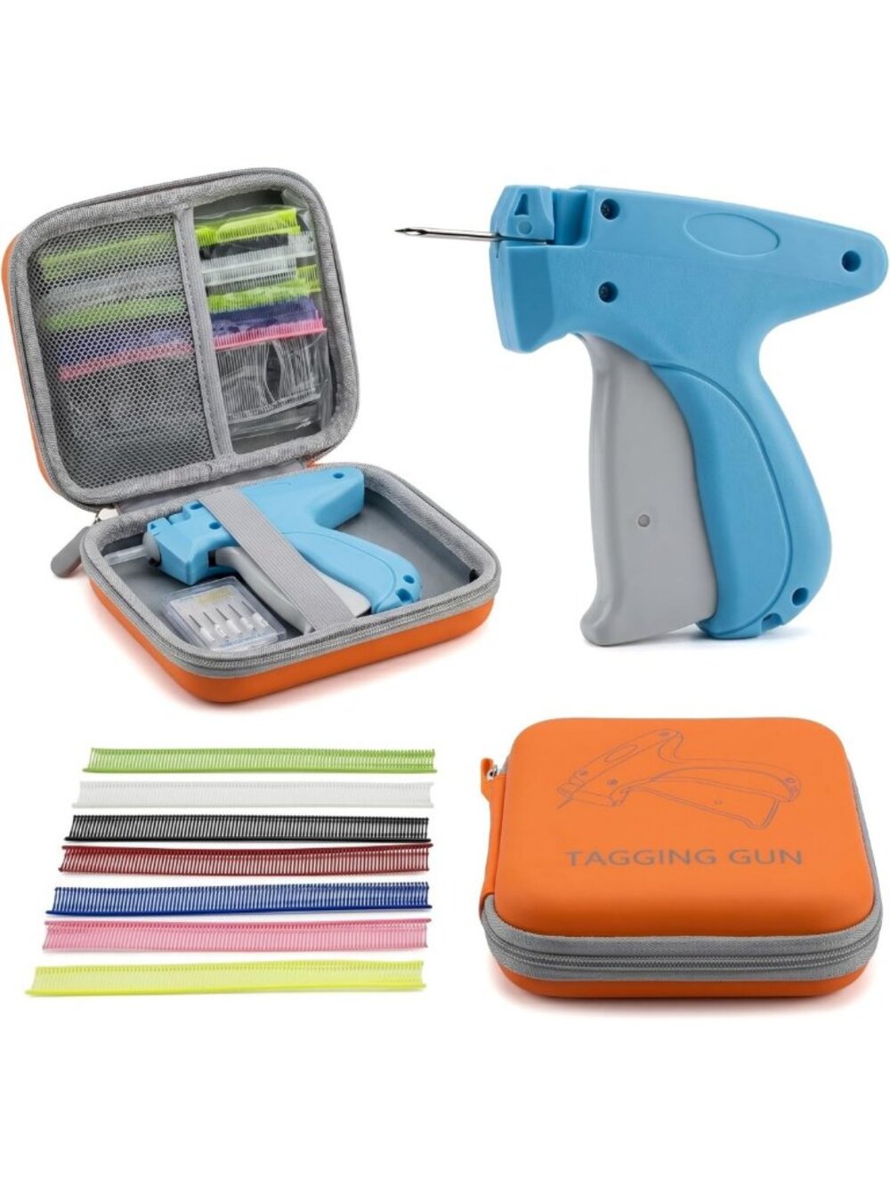 Colorful Tag Attacher Gun Kit for Clothes - Stitching Tool with Carrying Case